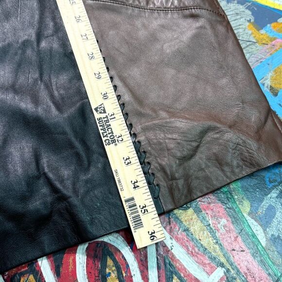 Vintage 80s Prestige Leather Jacket & Pants Set – Two-Tone Western Biker, XL/36 - Picture 5 of 16